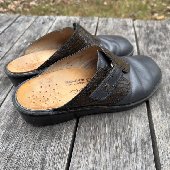 Finn Comfort Germany Aussee Leather Clogs Womens EU 40/ US 9.5 Black Brown Print - Picture 4 of 7